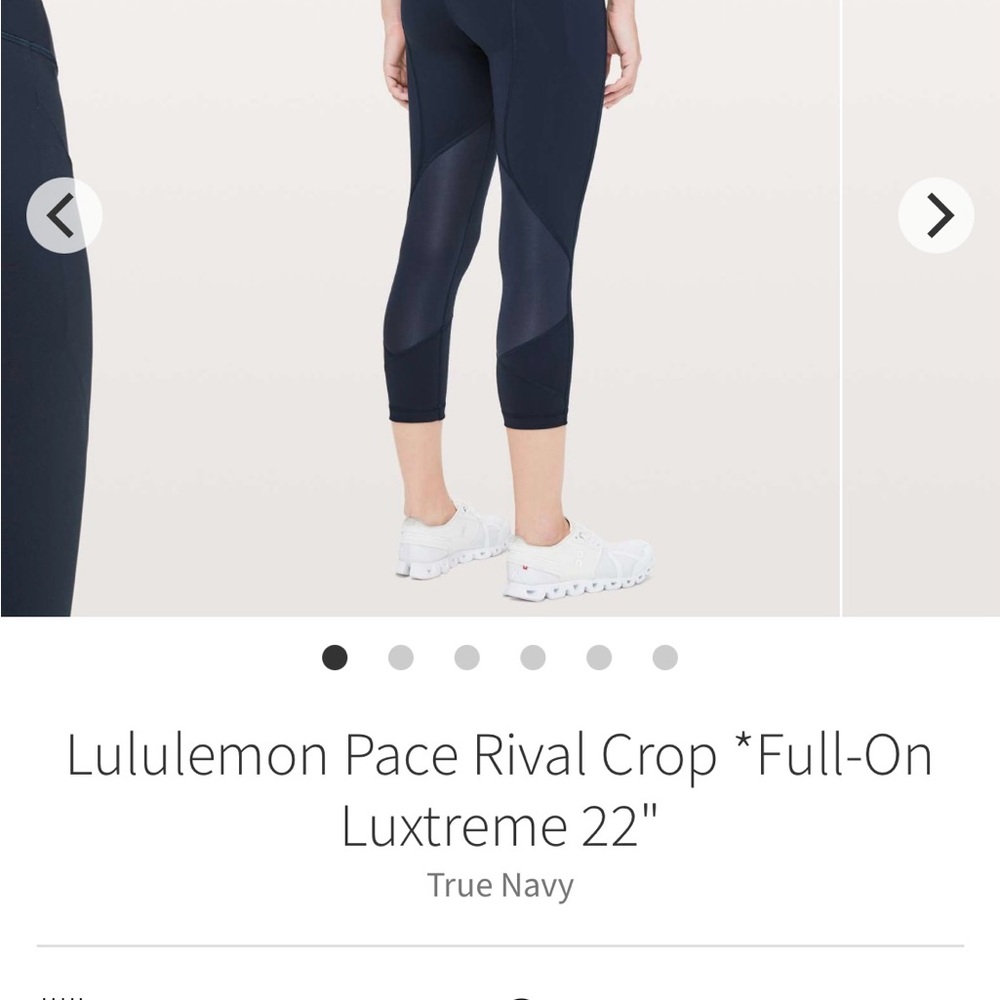 lululemon athletica Navy Pace Rival Crop Capris